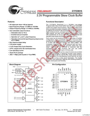 CY7C9915JXI-1 datasheet  